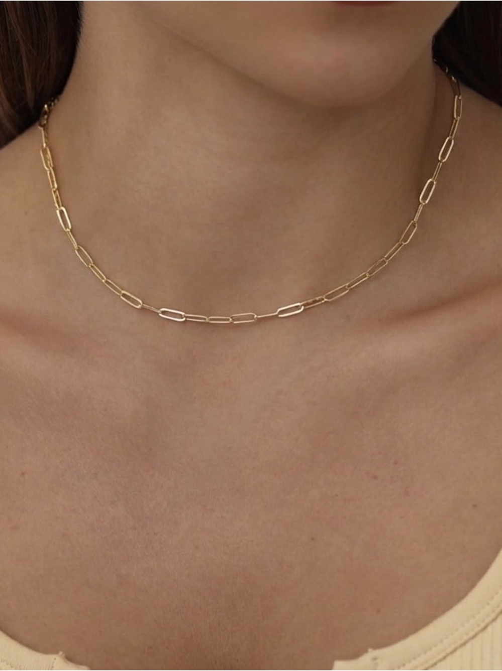#221 Gold Plated Paperclip Chain Necklace